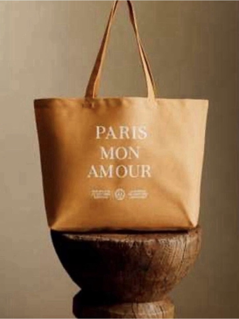 Sezane Paris Mon Amour Tote Bag - Orange with White Print